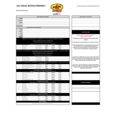 2021 LVMS PZ400 NASCAR Menu Order Form